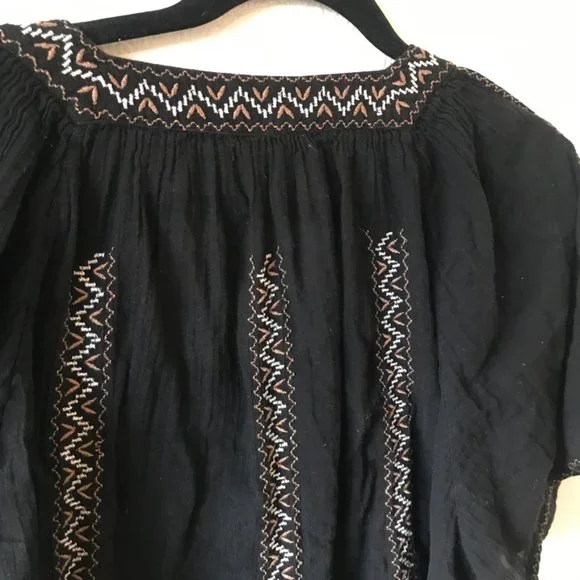 Joie Tahoma Embroidered Blouse black mexican influence worn by CECe on new girl - Picture 9 of 9